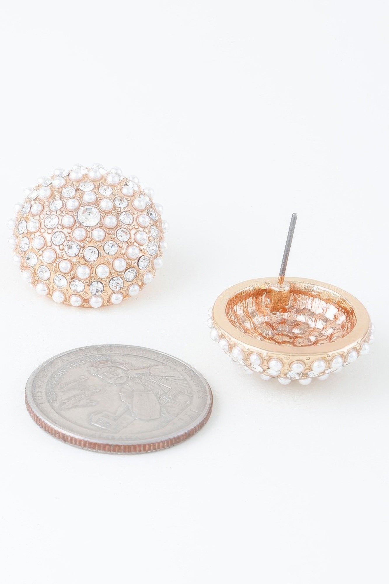 Pearled Dome Stud Earrings - Tigbul's Variety Fashion Shop