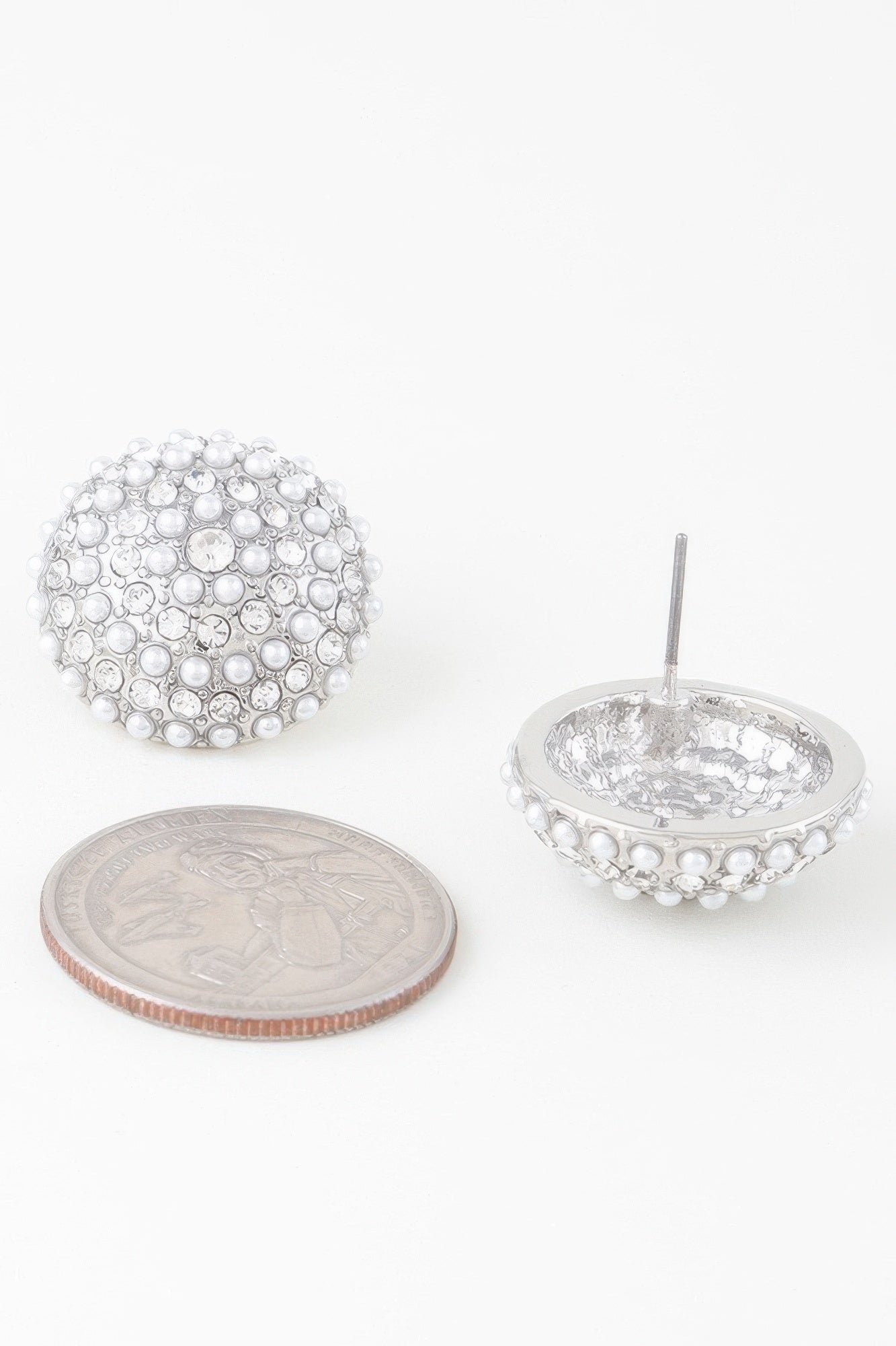 Pearled Dome Stud Earrings - Tigbul's Variety Fashion Shop