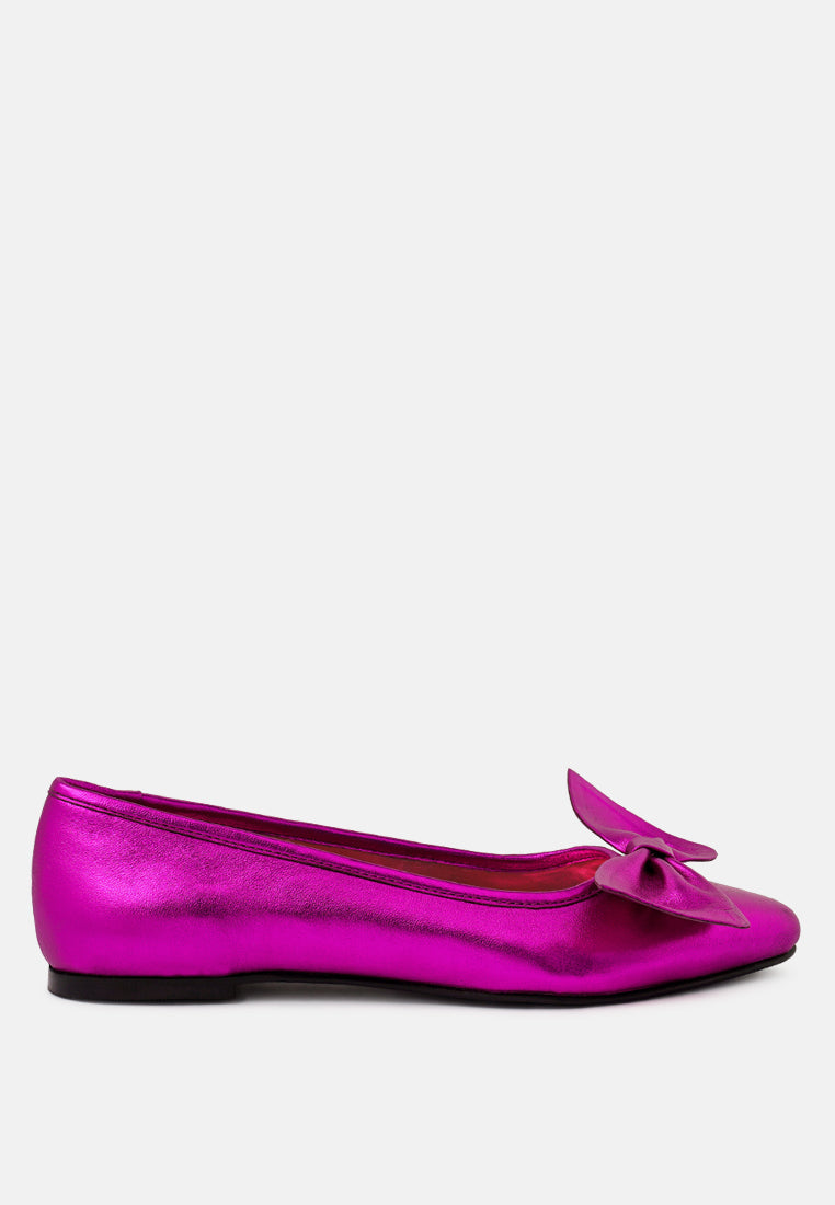 Pie Tribe Blue Metallic Big Bow Ballerinas - Tigbul's Variety Fashion Shop