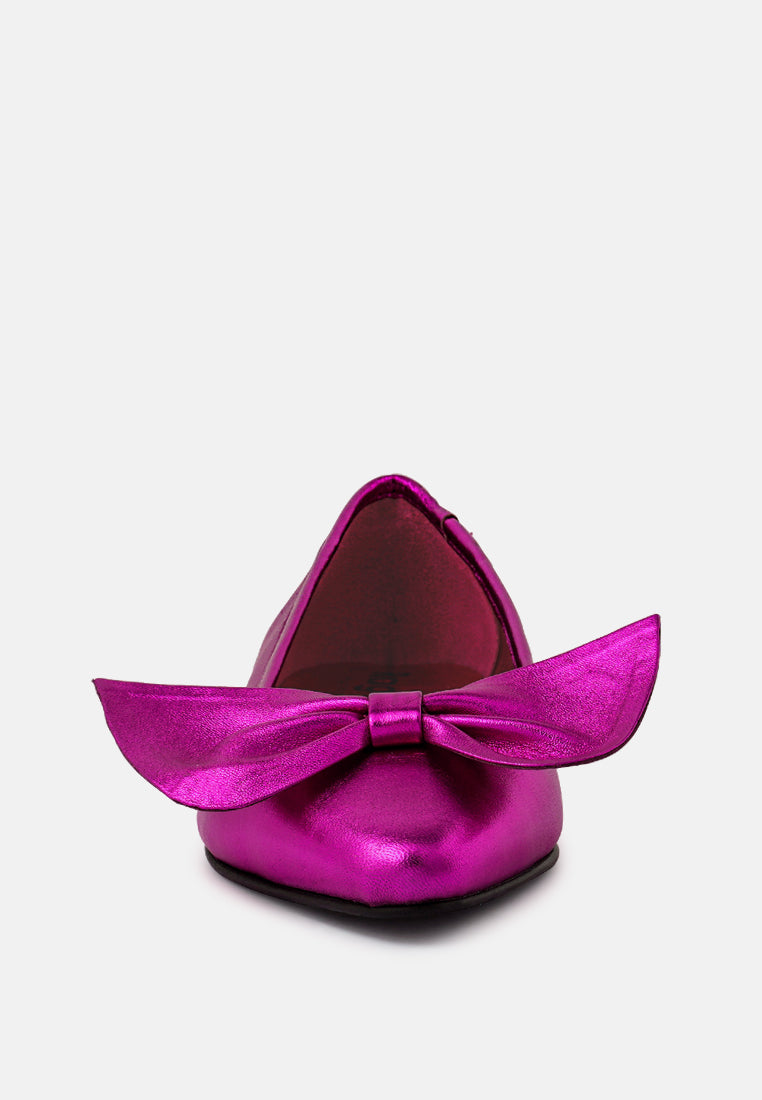 Pie Tribe Blue Metallic Big Bow Ballerinas - Tigbul's Variety Fashion Shop