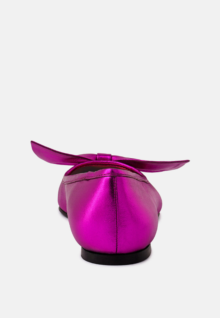Pie Tribe Blue Metallic Big Bow Ballerinas - Tigbul's Variety Fashion Shop
