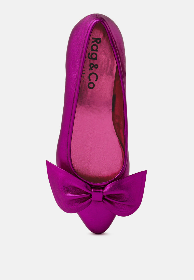 Pie Tribe Blue Metallic Big Bow Ballerinas - Tigbul's Variety Fashion Shop