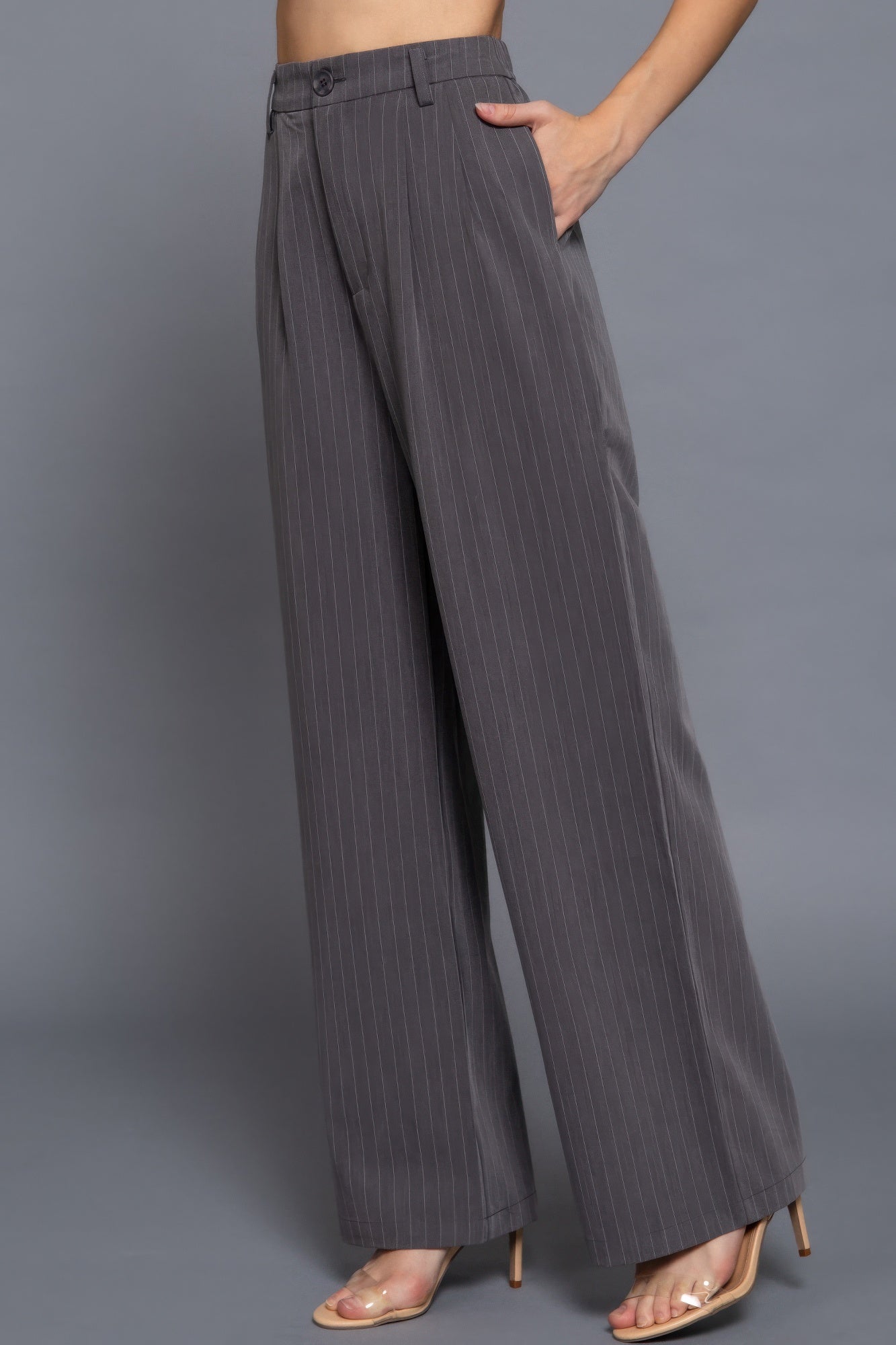 Pin Stripe Woven Straight Pants - Tigbul's Variety Fashion Shop