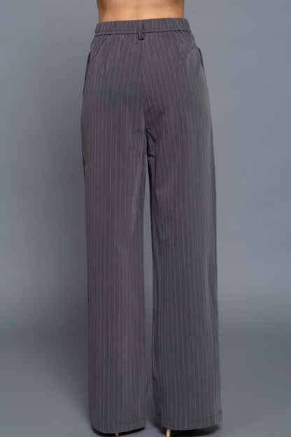 Pin Stripe Woven Straight Pants - Tigbul's Variety Fashion Shop