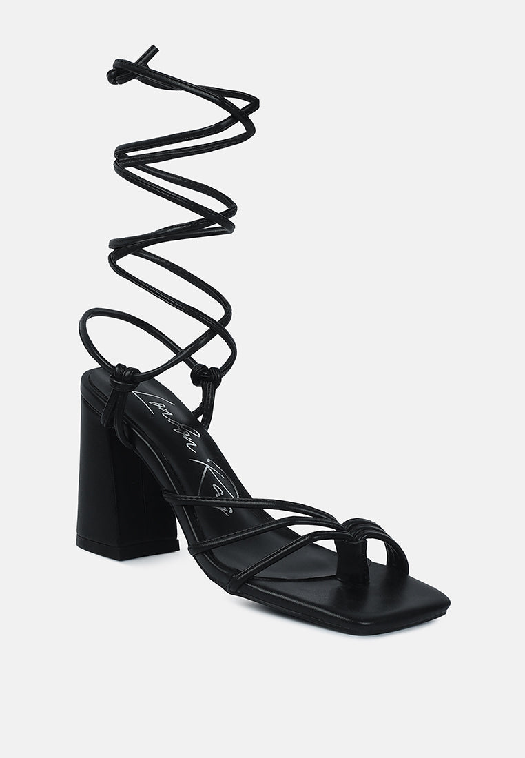 Piri Toe Ring Tie Up Block Sandals - Tigbul's Variety Fashion Shop