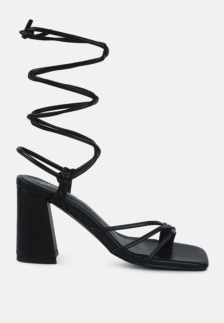Piri Toe Ring Tie Up Block Sandals - Tigbul's Variety Fashion Shop