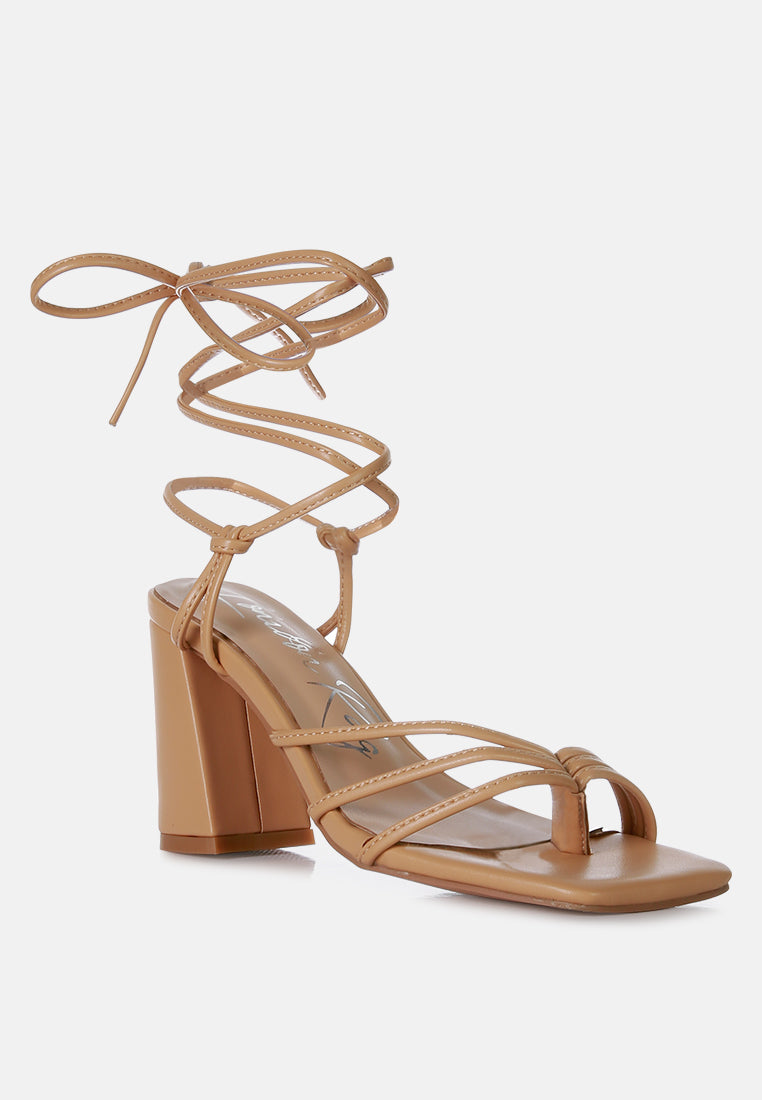 Piri Toe Ring Tie Up Block Sandals - Tigbul's Variety Fashion Shop