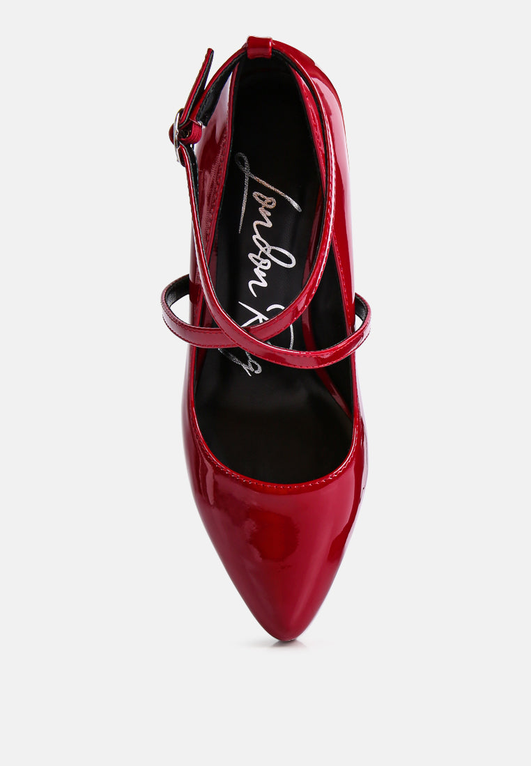 Pixie Dust Patent Faux Leather Cross Strap Pumps - Tigbul's Variety Fashion Shop