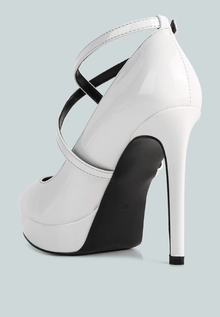 Pixie Dust Patent Faux Leather Cross Strap Pumps - Tigbul's Variety Fashion Shop
