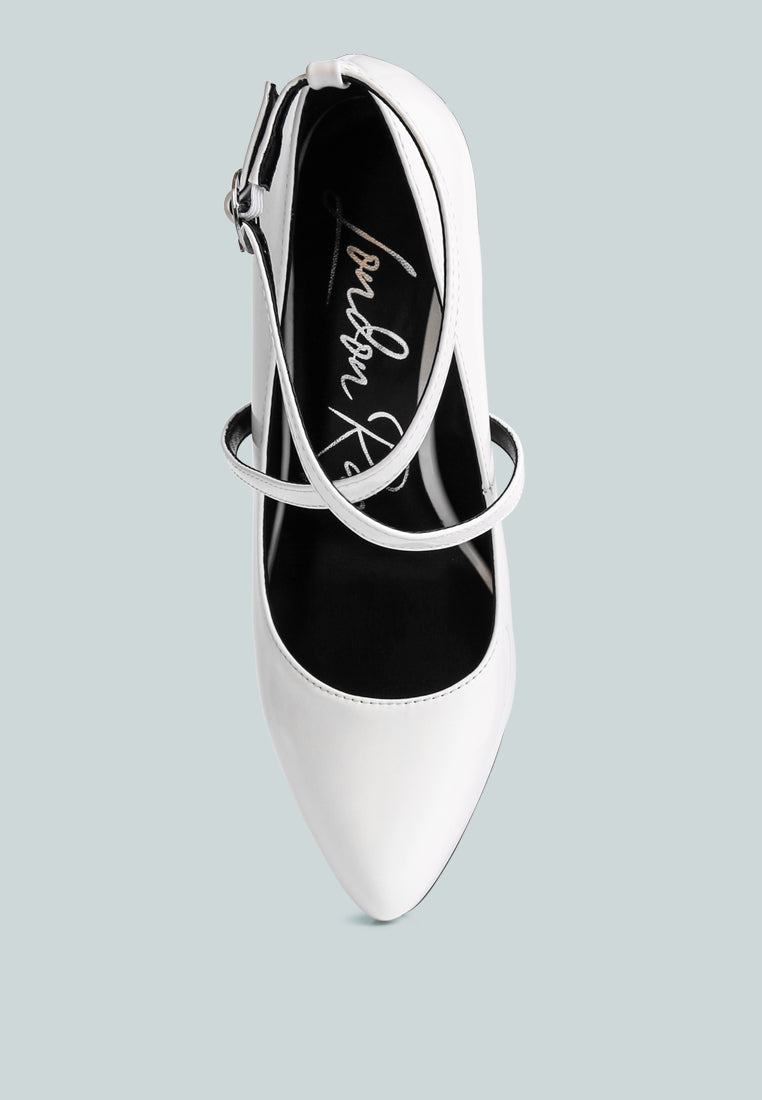 Pixie Dust Patent Faux Leather Cross Strap Pumps - Tigbul's Variety Fashion Shop