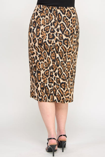 Plus Leopard Print Asym Skirt W/ Buckle - Tigbul's Variety Fashion Shop