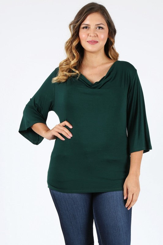 Plus size cowl neck basic top - Tigbul's Variety Fashion Shop