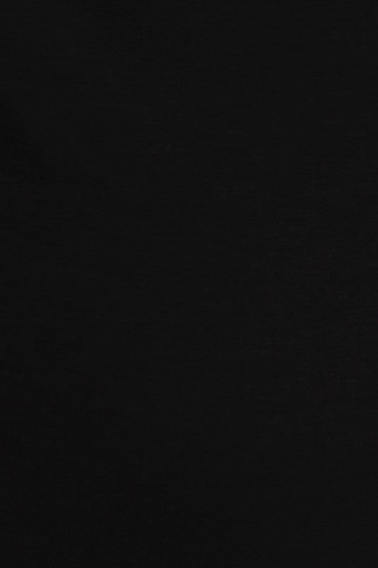 Close-up of black plus-size cowl neck basic top fabric
