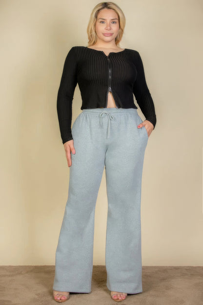 Plus Size Drawstring Waist Slant Pocket Sweatpants - Tigbul's Variety Fashion Shop