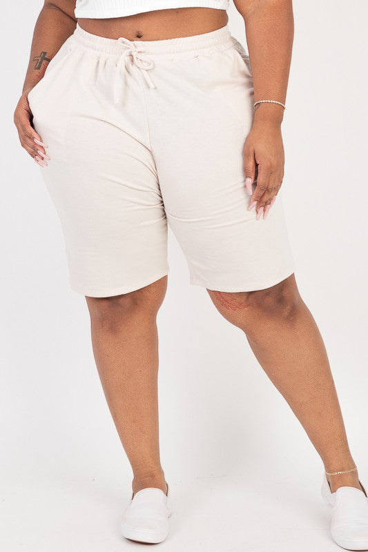 Plus Size French Terry Bermuda Shorts - Tigbul's Variety Fashion Shop