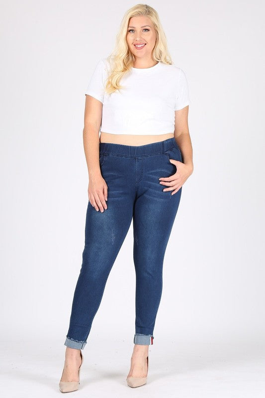 Plus Size High Waist Distressed Jeggings Pants - Tigbul's Variety Fashion Shop