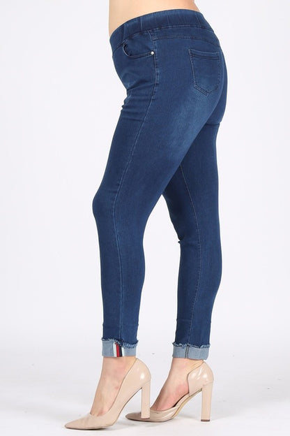 Plus Size High Waist Distressed Jeggings Pants - Tigbul's Variety Fashion Shop