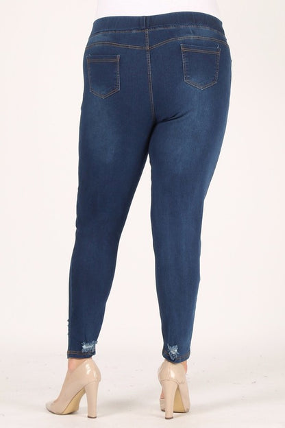 Plus Size High Waist Distressed Jeggings Pants - Tigbul's Variety Fashion Shop
