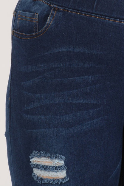 Plus Size High Waist Distressed Jeggings Pants - Tigbul's Variety Fashion Shop