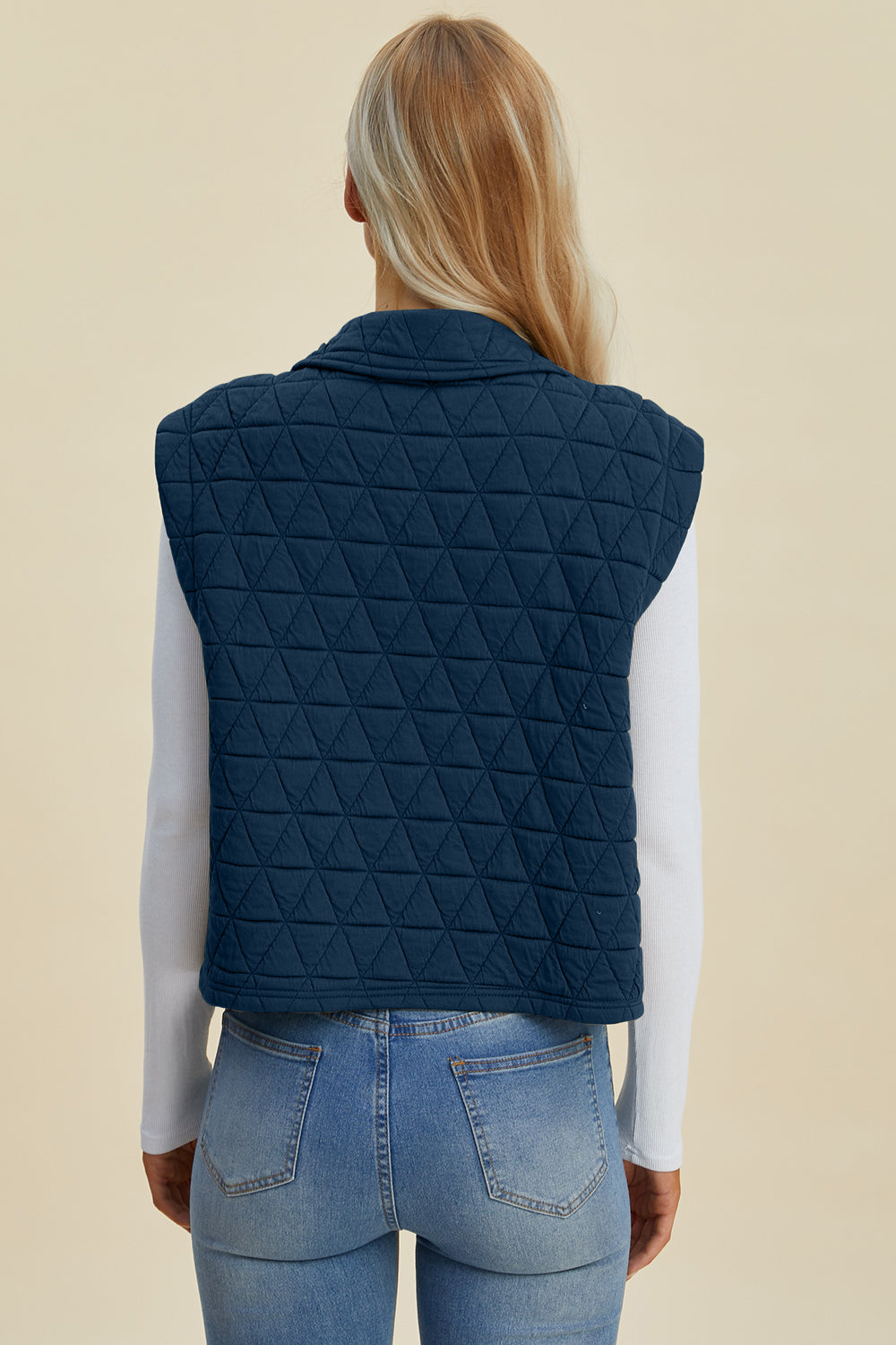 Pocketed Texture Snap Down Vest Coat - Tigbul's Variety Fashion Shop