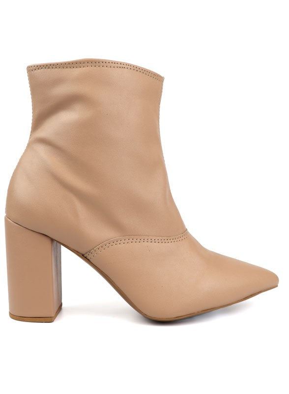 Pointed Toe Bootie with a Block Heel - Tigbul's Variety Fashion Shop