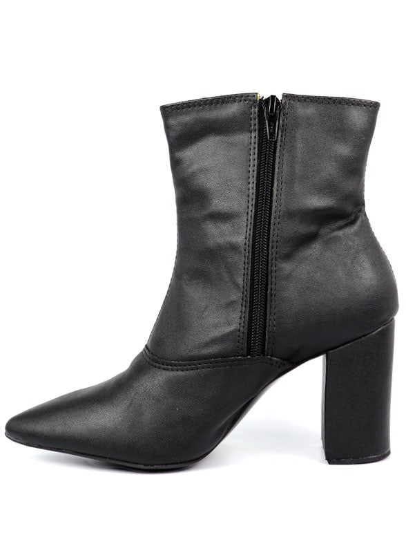 Pointed Toe Bootie with a Block Heel - Tigbul's Variety Fashion Shop