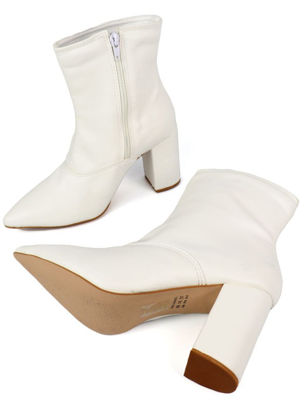 Pointed Toe Bootie with a Block Heel - Tigbul's Variety Fashion Shop