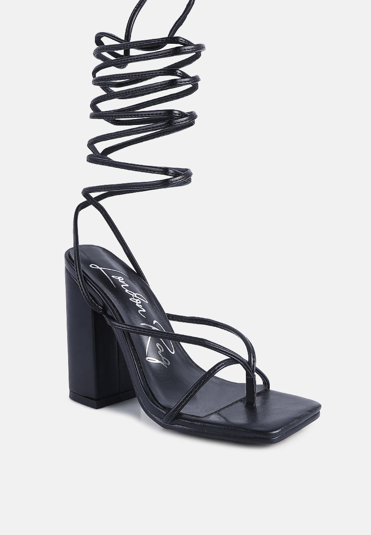 Pole Dance Lace Up Block Heel Sandals - Tigbul's Variety Fashion Shop
