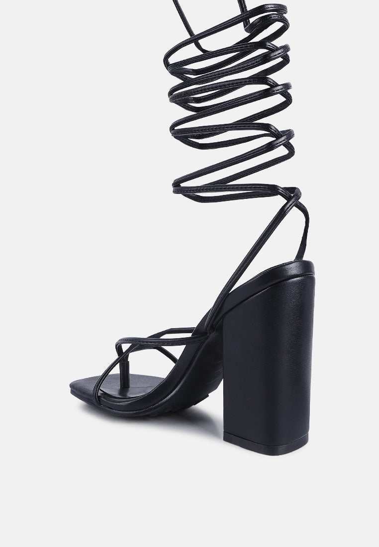 Pole Dance Lace Up Block Heel Sandals - Tigbul's Variety Fashion Shop
