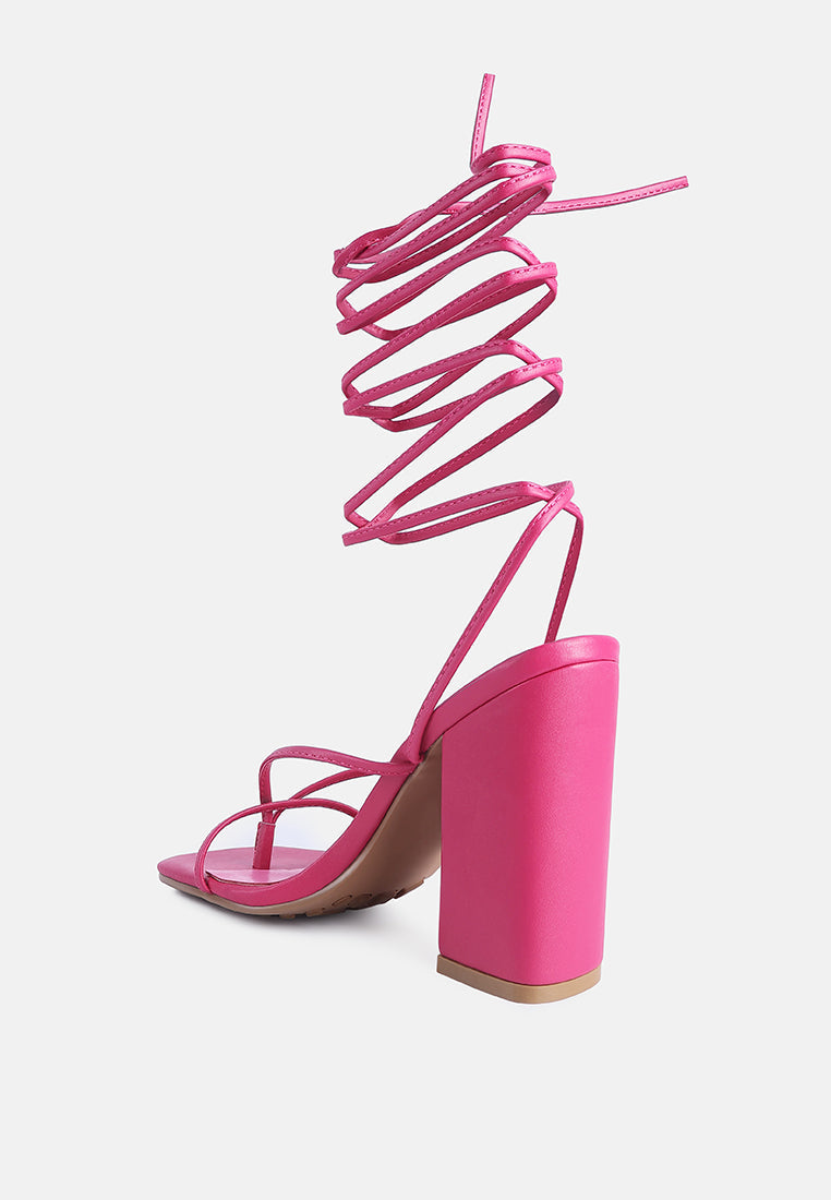 Pole Dance Lace Up Block Heel Sandals - Tigbul's Variety Fashion Shop