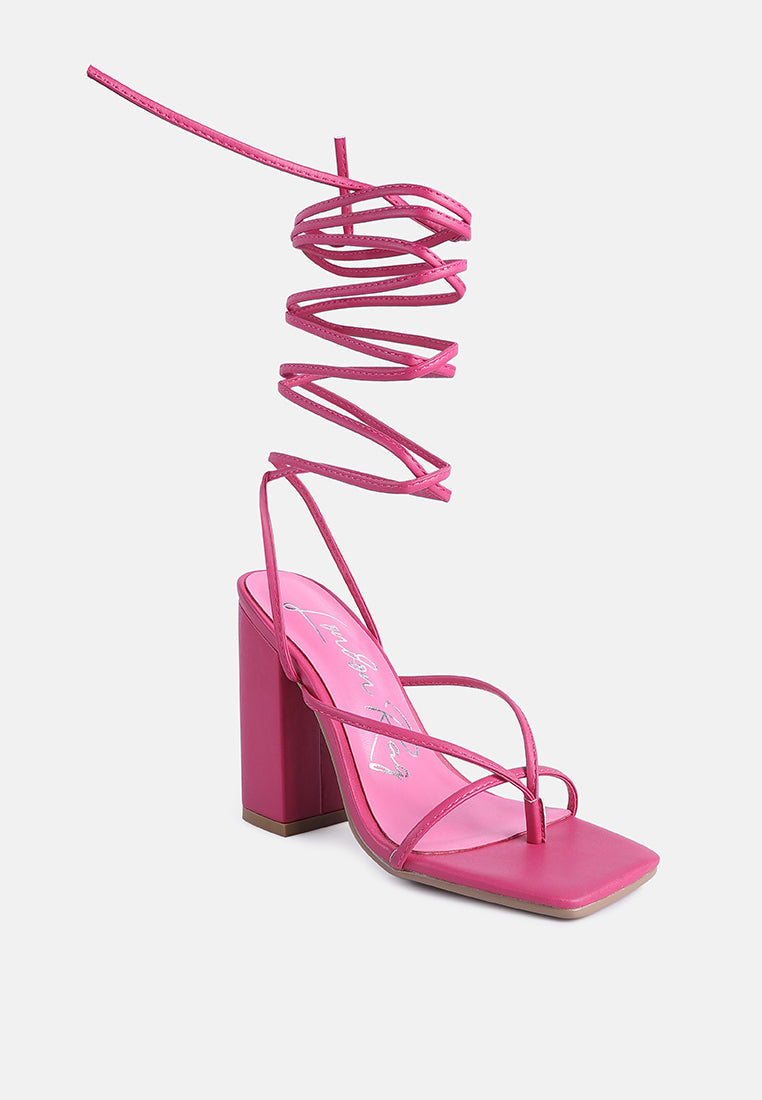 Pole Dance Lace Up Block Heel Sandals - Tigbul's Variety Fashion Shop