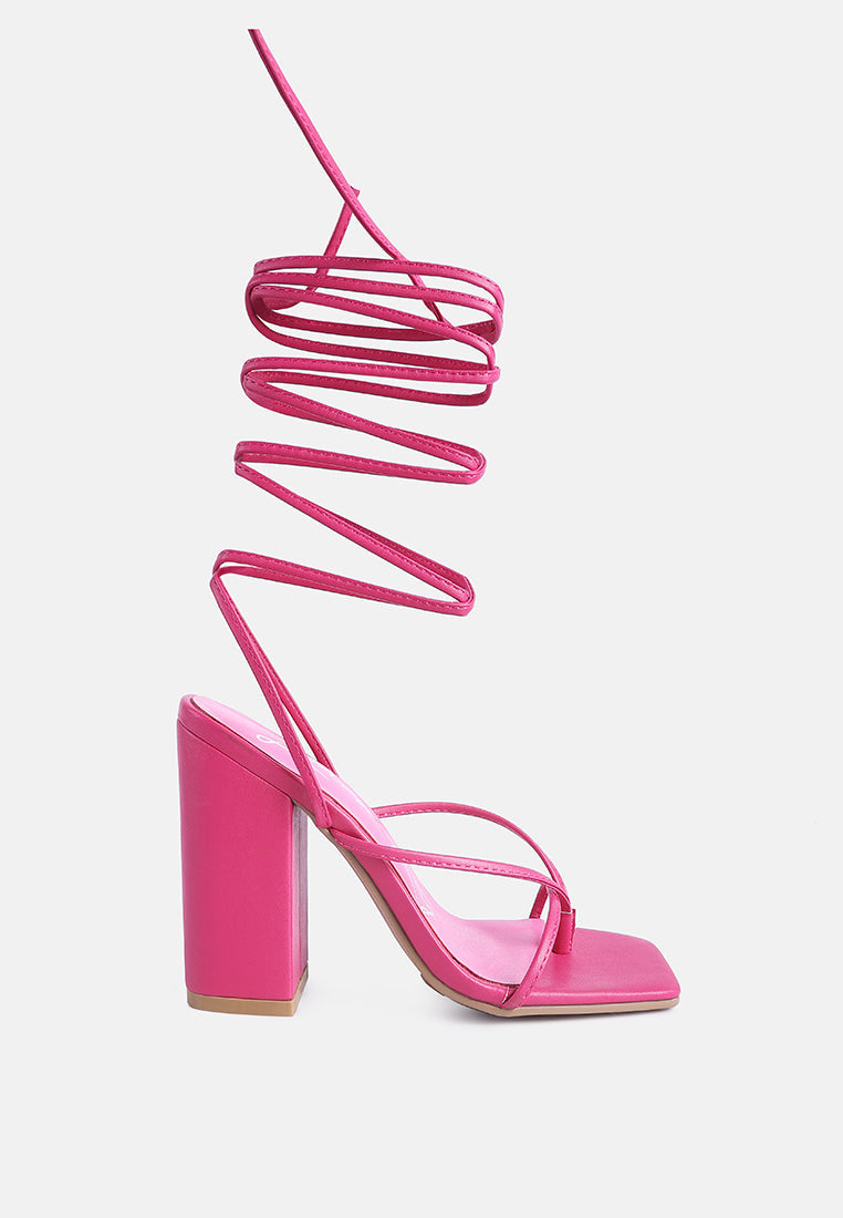 Pole Dance Lace Up Block Heel Sandals - Tigbul's Variety Fashion Shop