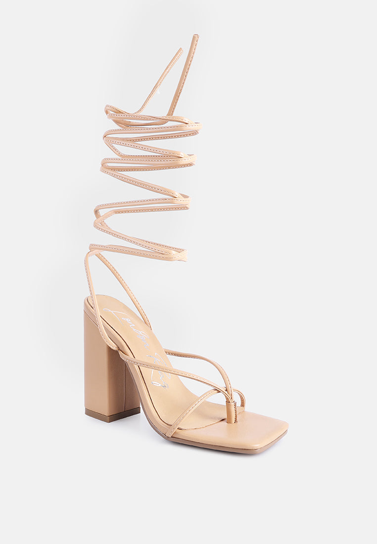 Pole Dance Lace Up Block Heel Sandals - Tigbul's Variety Fashion Shop