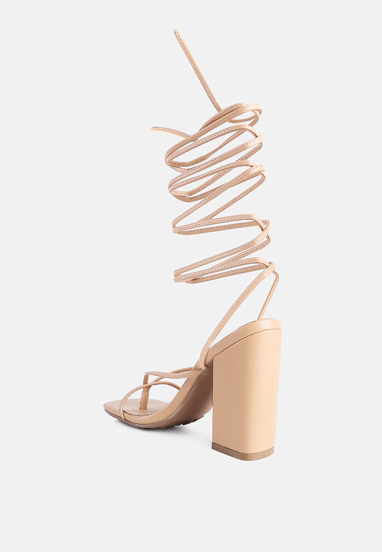 Pole Dance Lace Up Block Heel Sandals - Tigbul's Variety Fashion Shop