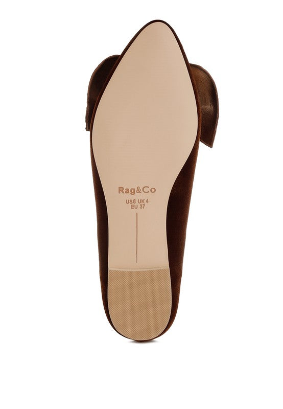 Bronze velvet flats, insole label shows US6 UK4 EU37