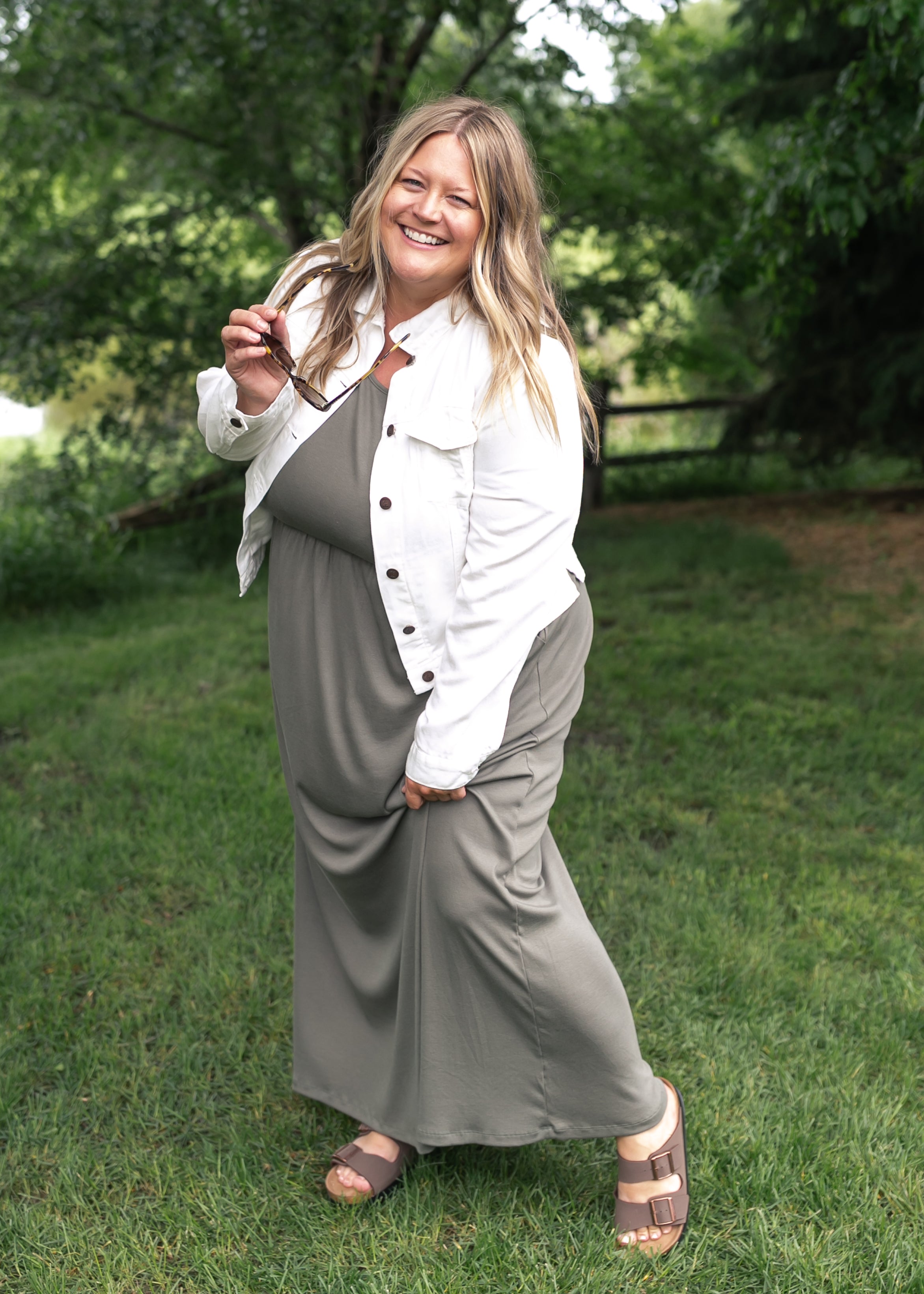Jasmine Olive Ribbed Maxi Dress