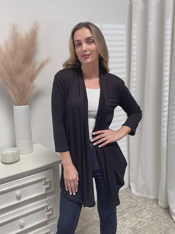 Video Size Medium Black Open Front Cardigan | Tigbuls Variety Fashion