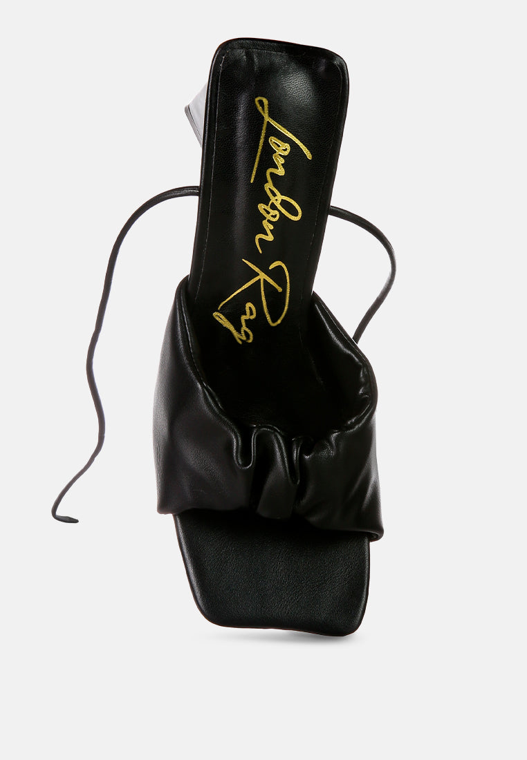 Primavera Ruched Triangular Heel Lace Up Sandal - Tigbul's Variety Fashion Shop