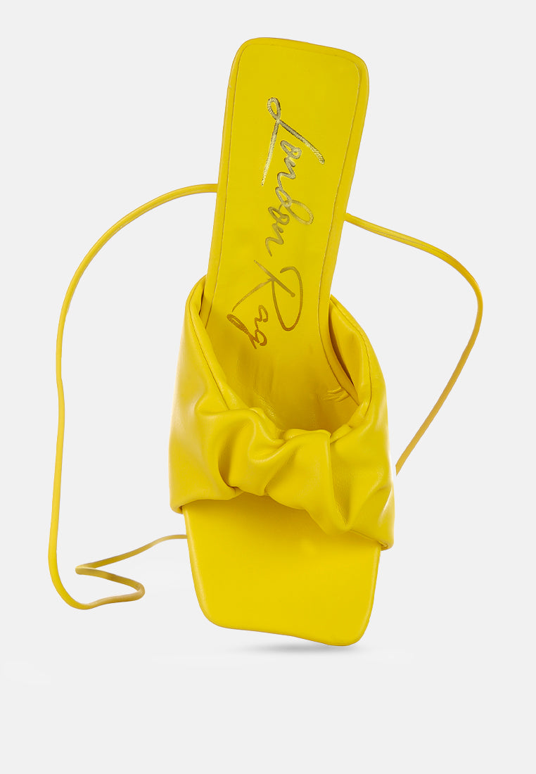 Primavera Ruched Triangular Heel Lace Up Sandal - Tigbul's Variety Fashion Shop