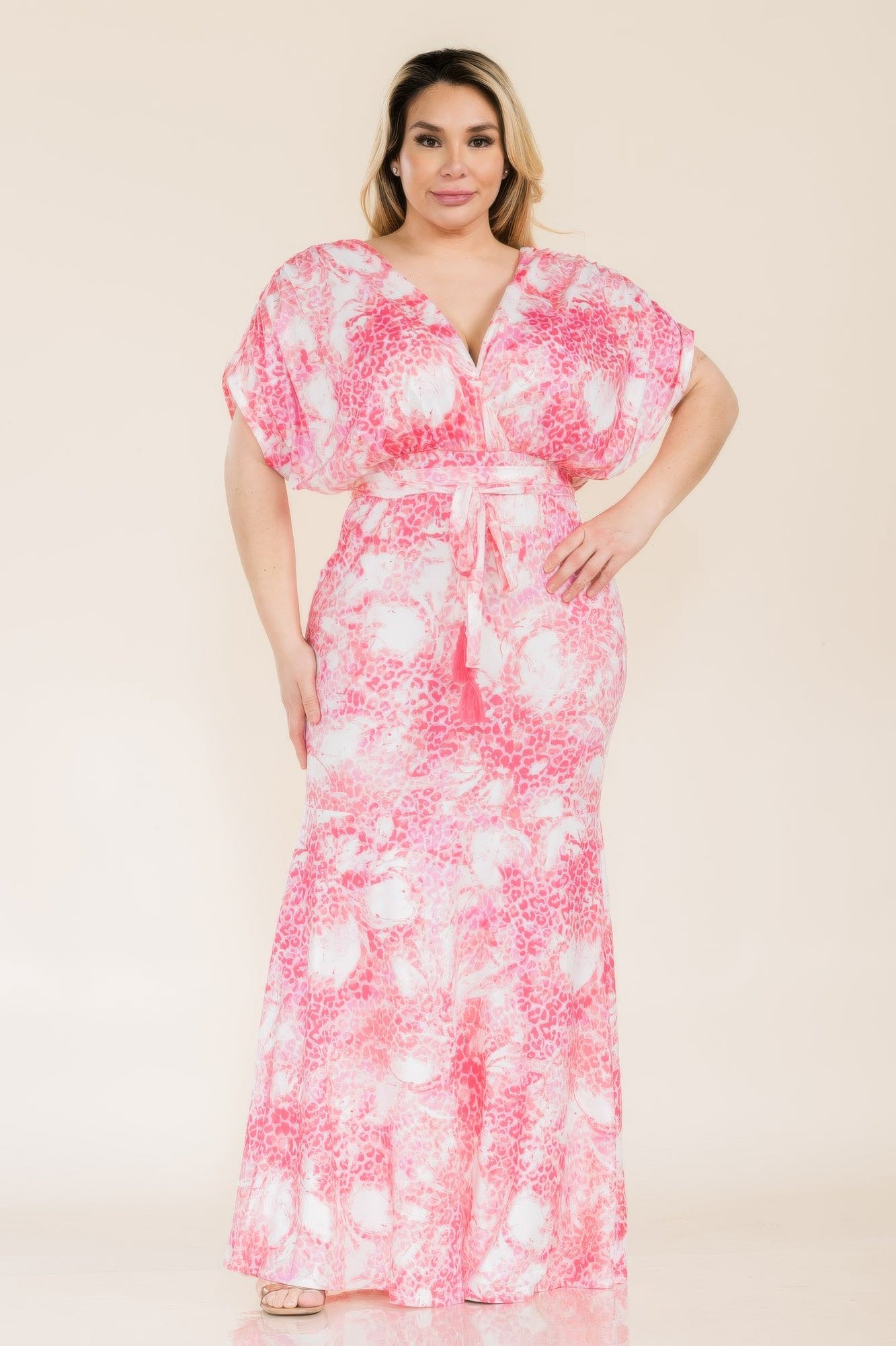 Printed Venesia Tie Waist Mermaid Maxi Dress - Tigbul's Variety Fashion Shop