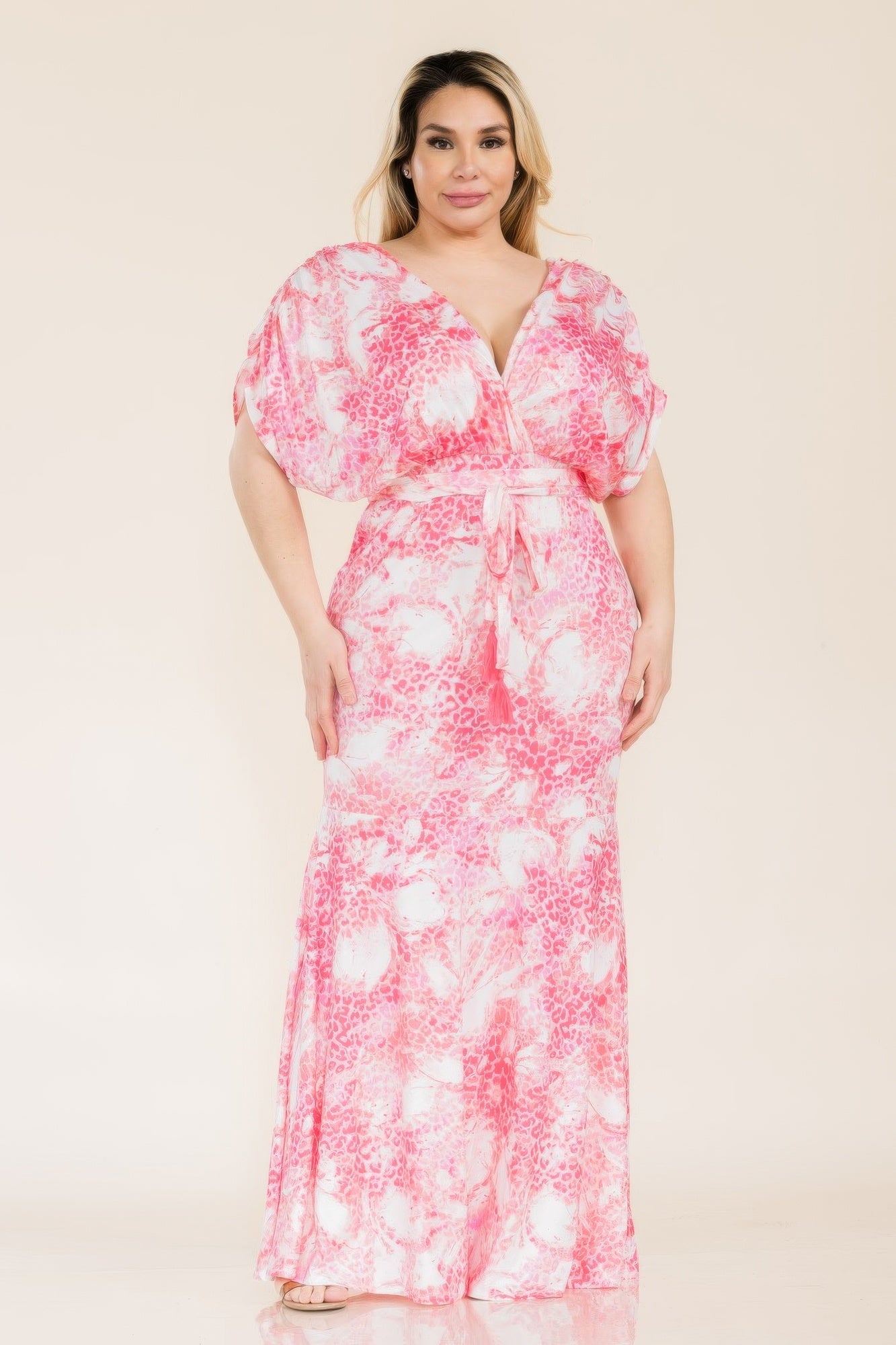 Printed Venesia Tie Waist Mermaid Maxi Dress - Tigbul's Variety Fashion Shop