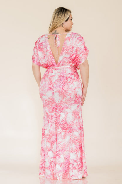 Printed Venesia Tie Waist Mermaid Maxi Dress - Tigbul's Variety Fashion Shop