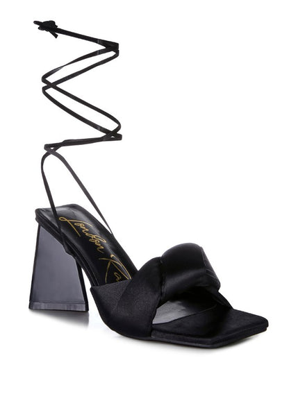 Pristine Knotted Triangular Block Heel Sandals - Tigbul's Variety Fashion Shop