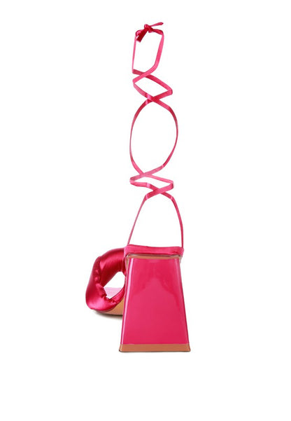 Pristine Knotted Triangular Block Heel Sandals - Tigbul's Variety Fashion Shop