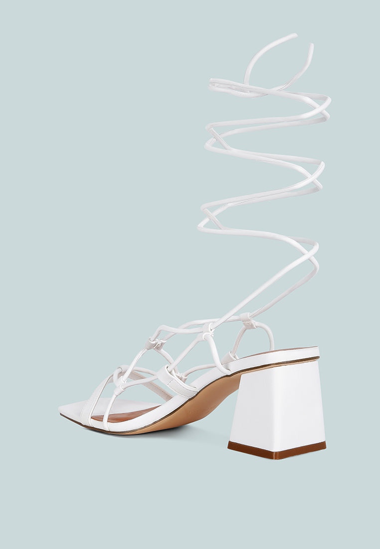 Provoked Lace Up Block Heeled Sandals - Tigbul's Variety Fashion Shop