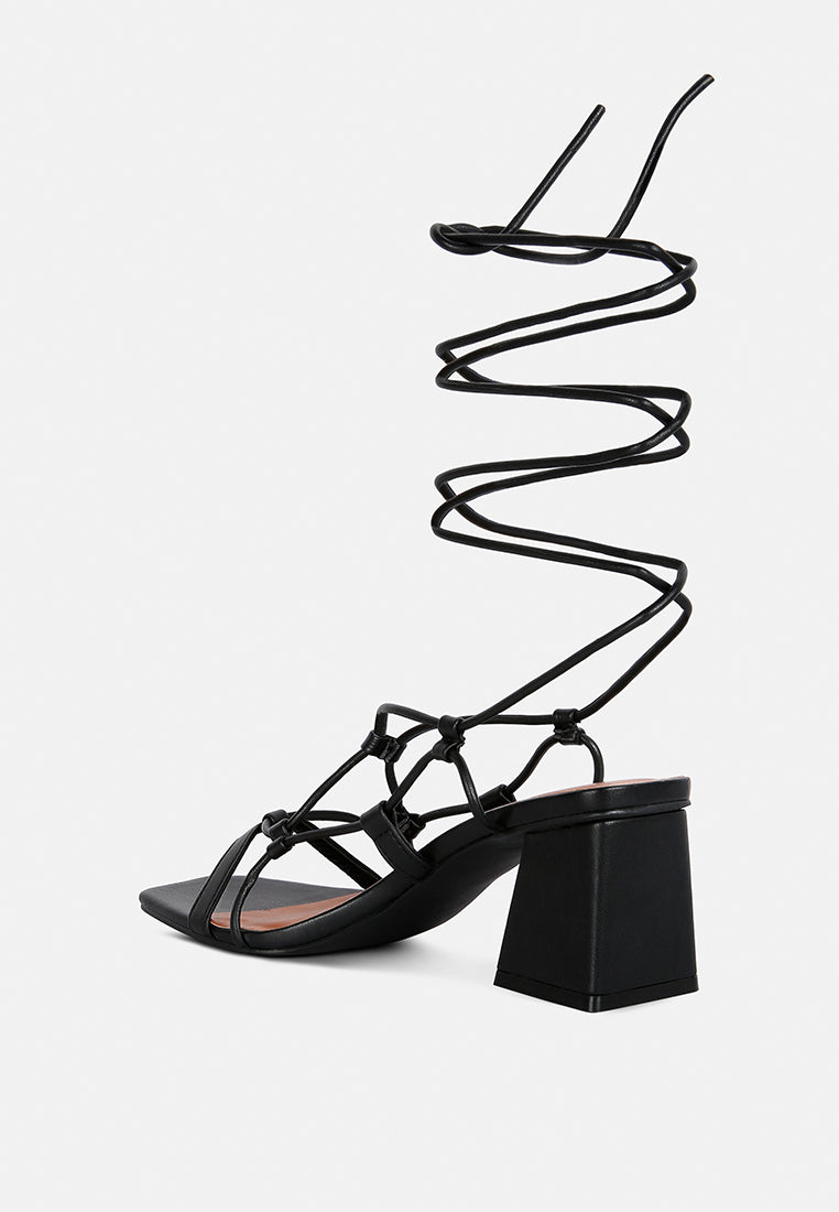 Provoked Lace Up Block Heeled Sandals - Tigbul's Variety Fashion Shop