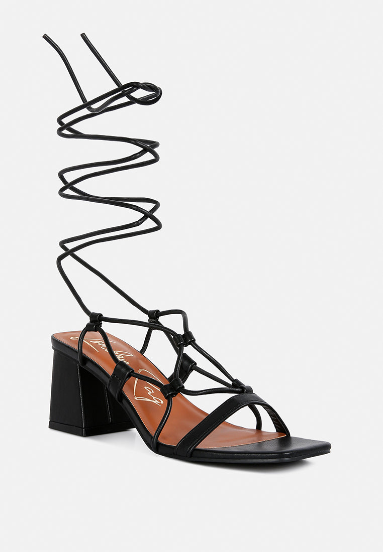 Provoked Lace Up Block Heeled Sandals - Tigbul's Variety Fashion Shop