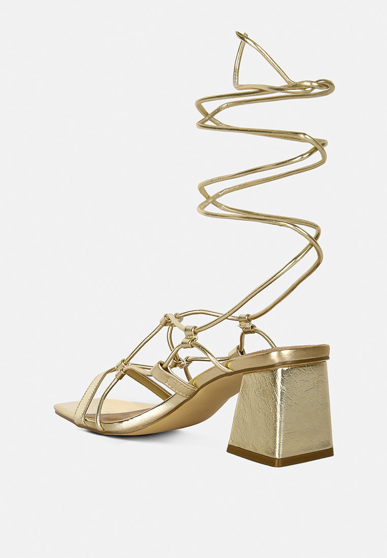 Provoked Lace Up Block Heeled Sandals - Tigbul's Variety Fashion Shop