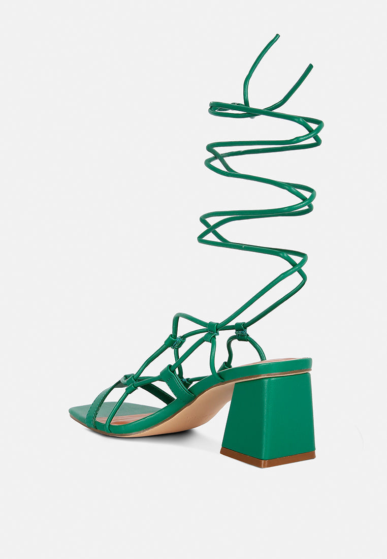 Provoked Lace Up Block Heeled Sandals - Tigbul's Variety Fashion Shop