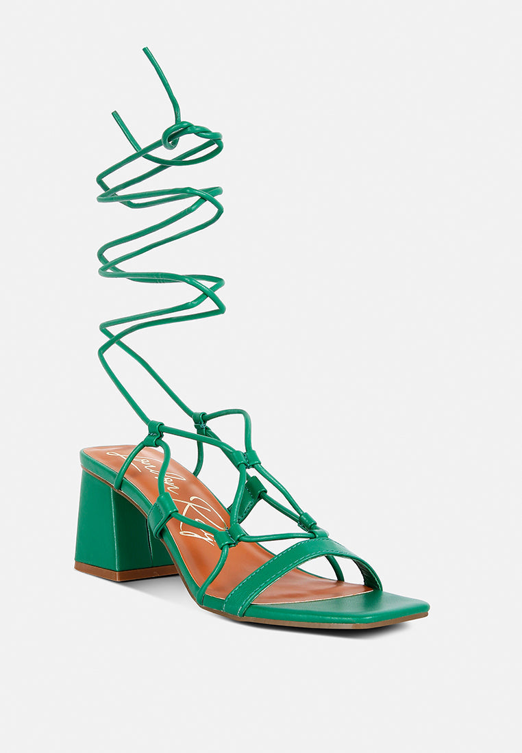 Provoked Lace Up Block Heeled Sandals - Tigbul's Variety Fashion Shop